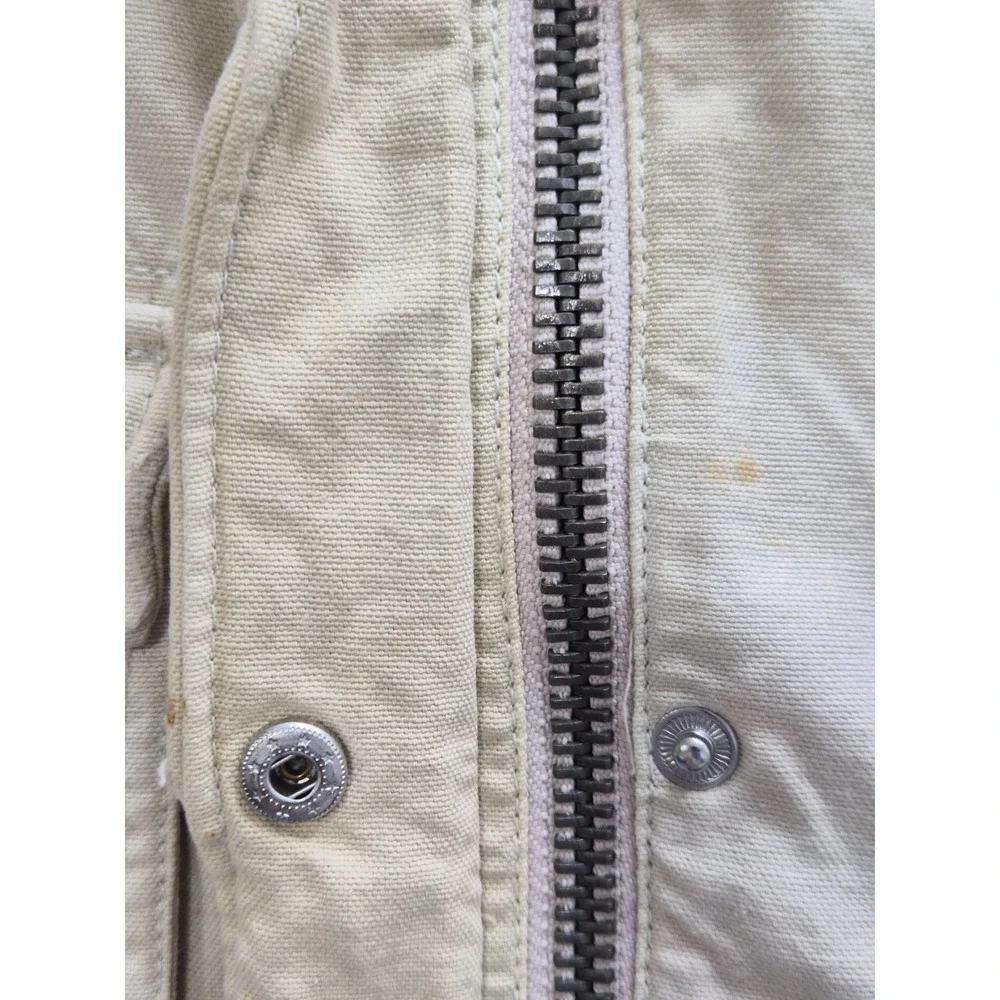 Free People Military Jacket Women Large Beige Utility Pockets Full Zip Mock Neck - Picture 12 of 16